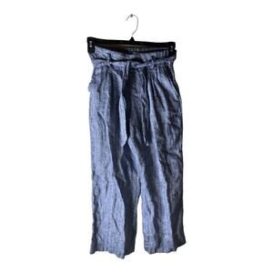 Rachel Zoe 100% Linen Pants Womens Size Small Elastic Waist Belted Wide Leg